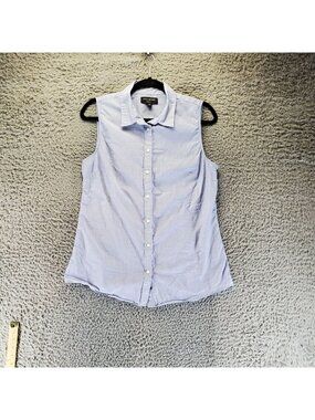 Banana Republic Top Womens Size 12 Light Blue Sleeveless Button-Down Chambray